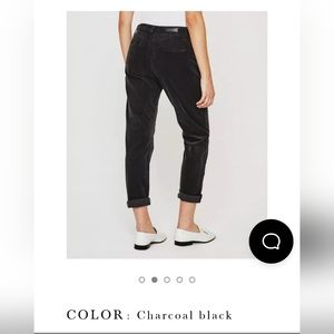 AG Adriano Goldschmied charcoal black corduroy trouser pant stretch size 27 NWT